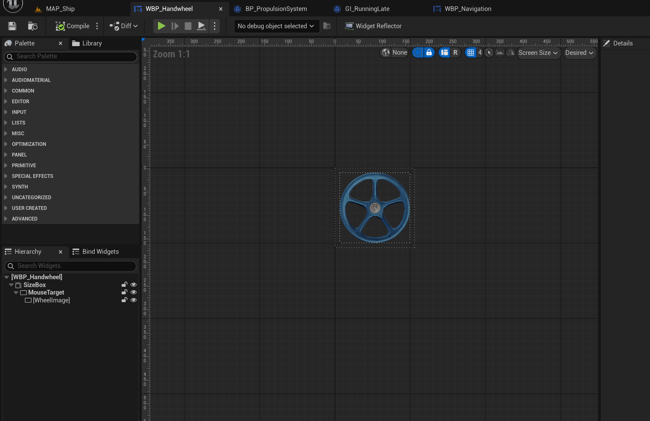 An editor showing the isolated handwheel widget that is reused several times in the engine tuning screen.