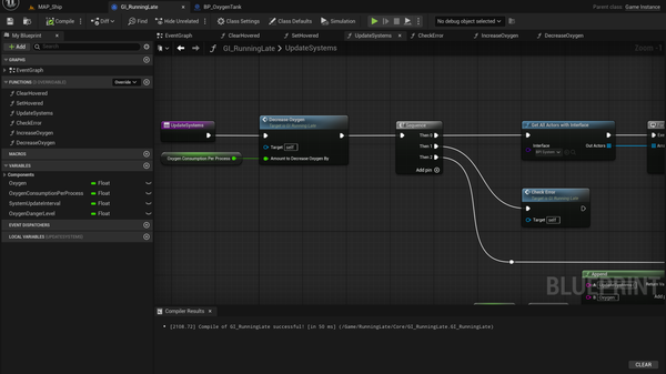 A partial excerpt of the Game Instance code in the visual programming language Blueprints in UE5.